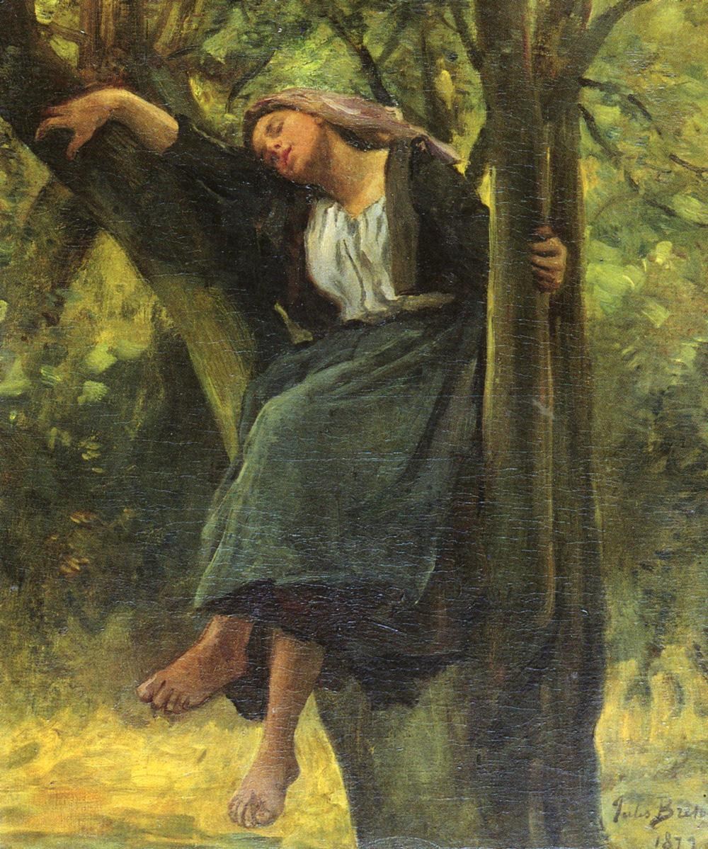 Jules Breton Asleep In The Woods